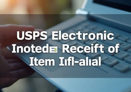 The image shows a hand holding a smartphone displaying a digital confirmation for USPS Electronic Receipt Of Item For Mailing.